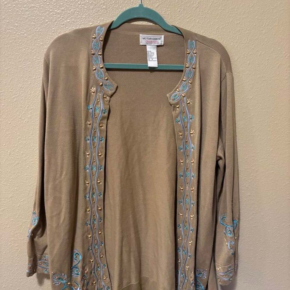 Victor Costa Occasion Embellished Cardigan Sweater
